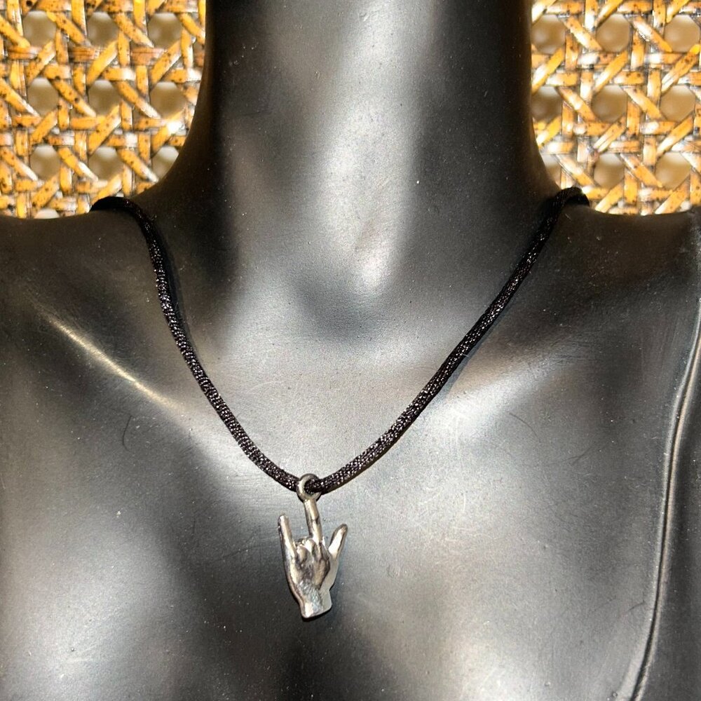 I love You Sign charm ( rock N Roll Vibes )  Necklace